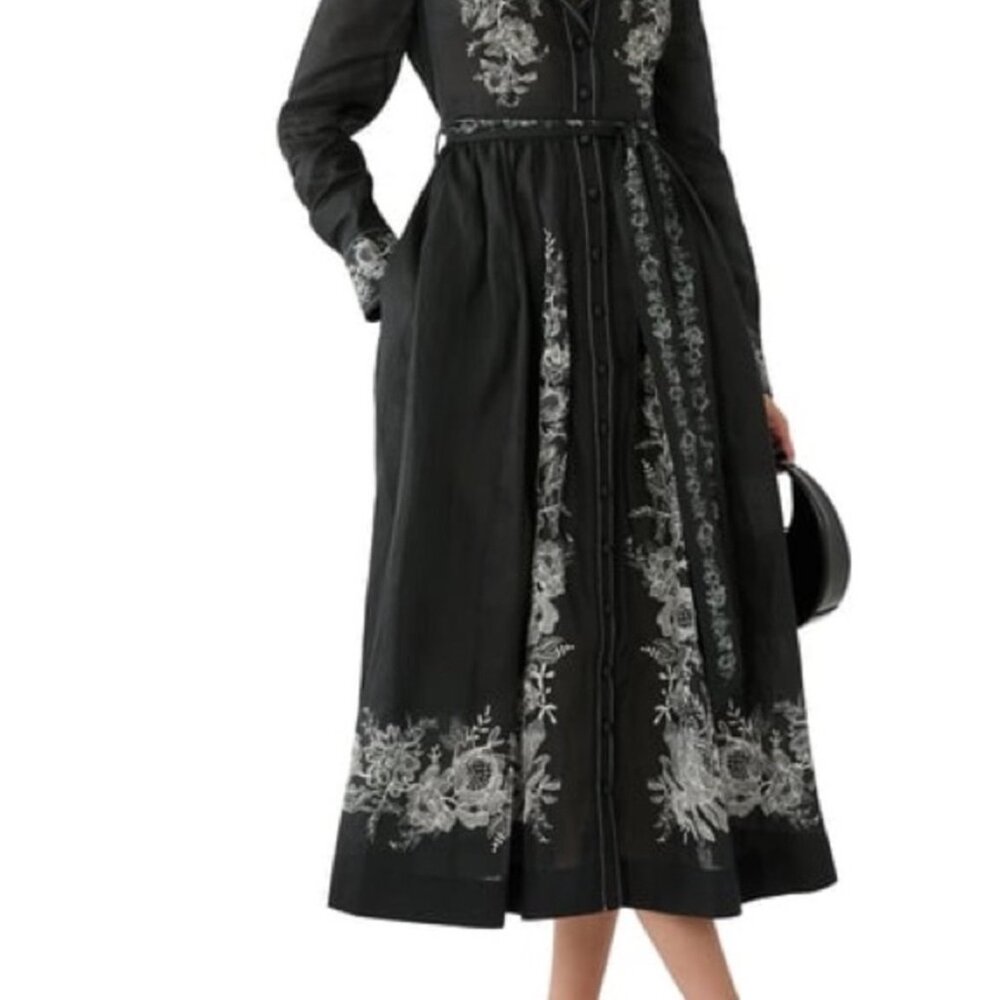 ZIMMERMANN black midi shirt dress size 0/ US 4 - Picture 2 of 16